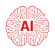 A Red ea2729 outline of an AI Brain