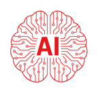 A Red ea2729 outline of an AI Brain