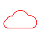 A red ea2729 outline of a cloud