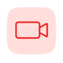 Minimalist flat design video camera icon A simple lineart video camera in solid red ED1C24 with a rectangular body and a small triangular lens on the