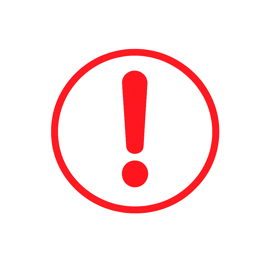 Minimalist flat design alert icon A simple lineart exclamation mark inside a circular outline both in solid red ED1C24 with smooth rounded lines and c