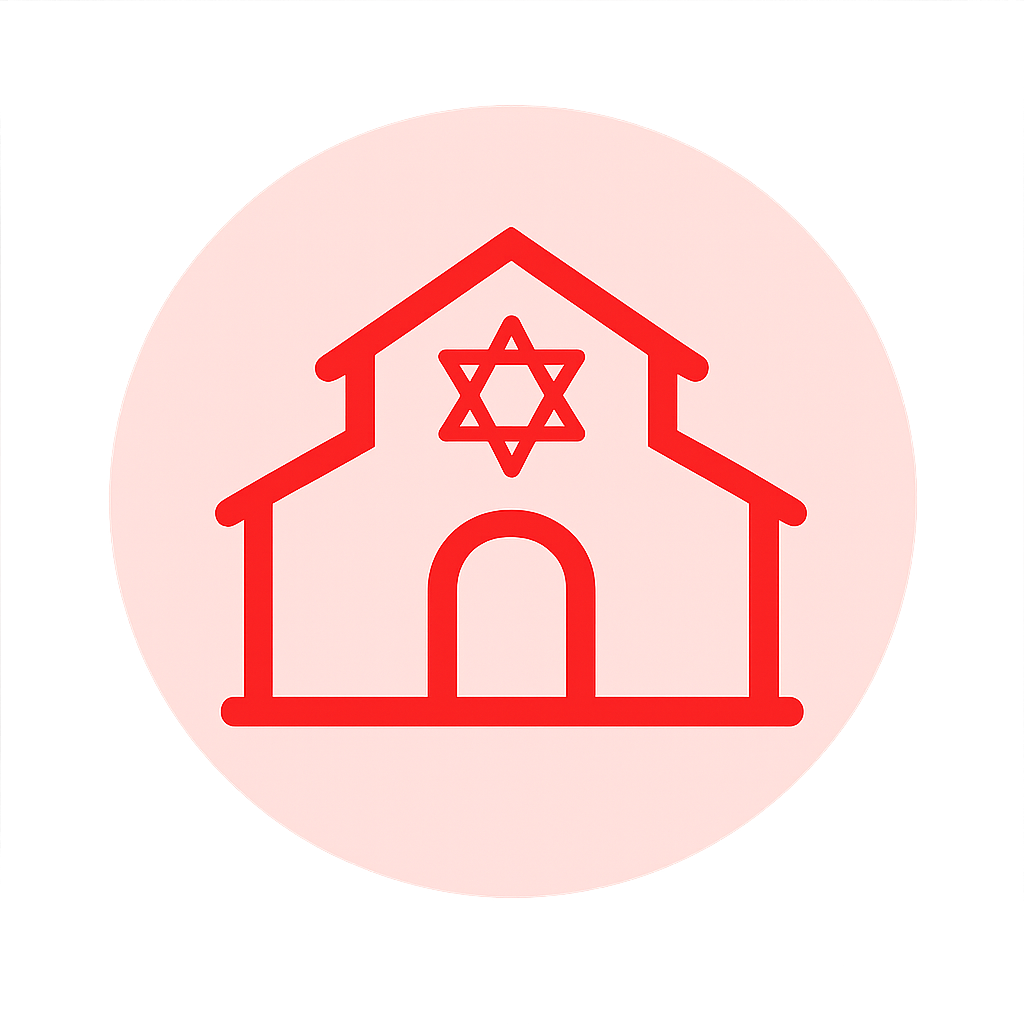 Minimalist flat design church icon A simple lineart icon of a religious building in solid red ED1C24 featuring a peaked roof a centered doorway and a-2