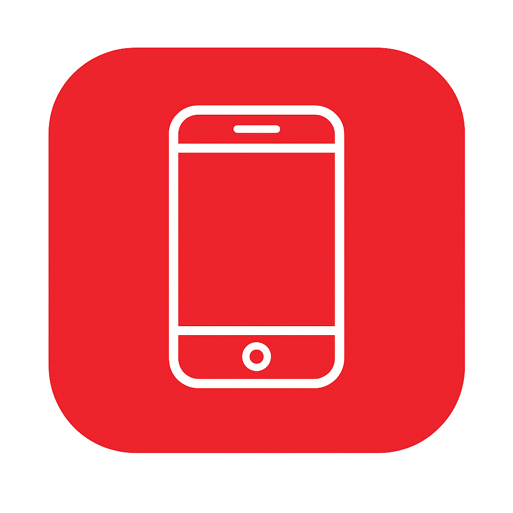 Minimalist flat design smartphone icon A simple lineart mobile phone in white with a rectangular shape rounded corners and a small circular button det