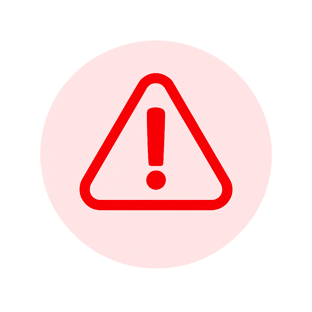 Minimalist flat design warning icon A simple lineart triangle with rounded corners in solid red ED1C24 containing a centered exclamation mark The tria